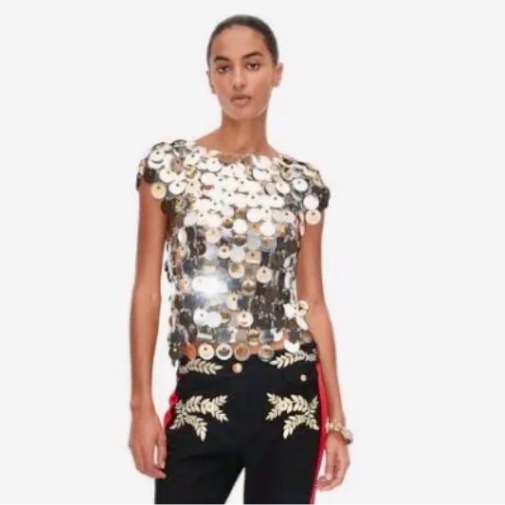 Paco Rabanne silver & gold disc top sequin size medium brand new